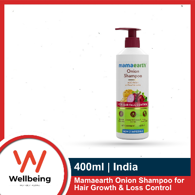 Picture of Mamaearth Onion Shampoo for Hair Growth & Loss Control 400ml | Moisturizing Gentle Scalp Cleanser with Plant Keratin | SLS & Paraben Free