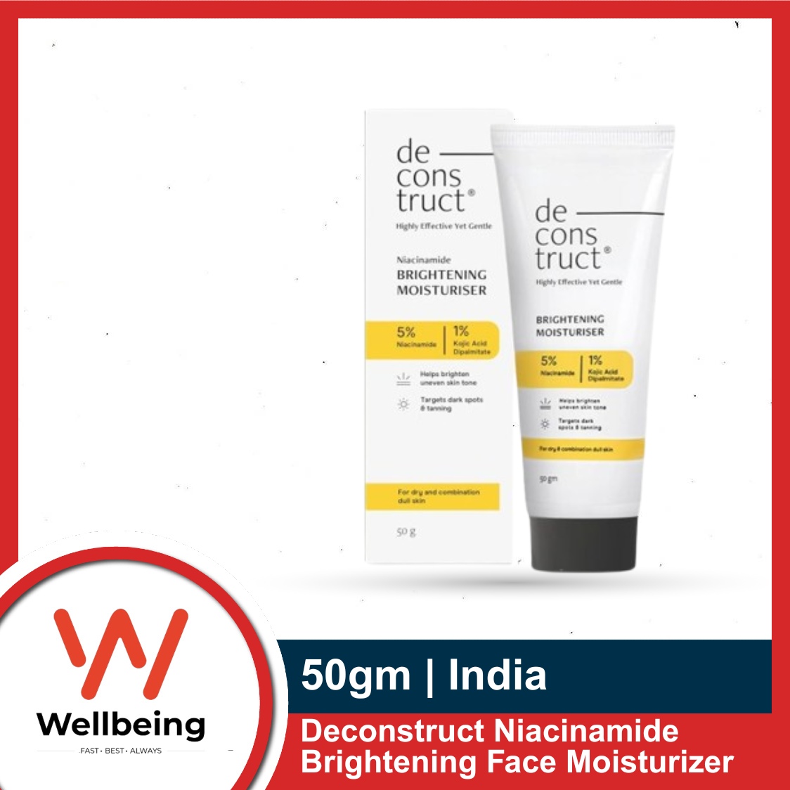 Picture of Deconstruct Niacinamide Brightening Face Moisturizer 50gm | 5% Niacinamide + 1% Kojic Acid + 5% Vitamin C | For Dark Spots And Uneven Skin Tone | Brightens & Hydrates | India