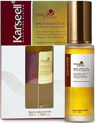 Picture of Karseell Maca Essence Oil Hair Oil Moroccan Argan Oil 50ml for Hair & Skin, Cold Pressed Maca Essence Argan Oil Hair Oil for Dry Damaged Hair All Hair Types 50ml