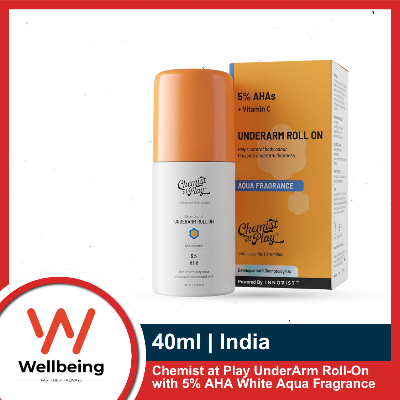 Picture of Chemist at Play UnderArm Roll-On with 5% AHA, Lactic Acid & 1% Mandelic Acid | Prevents Body Odour, Brightens Skin & Exfoliates Underarm | Fades Pigmentation & Kills Bacteria | For Sensitive Skin | Aqua Fragrance | Alcohol Free - India