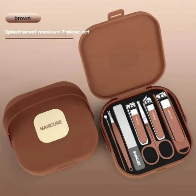 Picture of Manicure Professional Nail Clipper Set: 7 Pcs Anti-Splash Manicure Kit with Protective Case