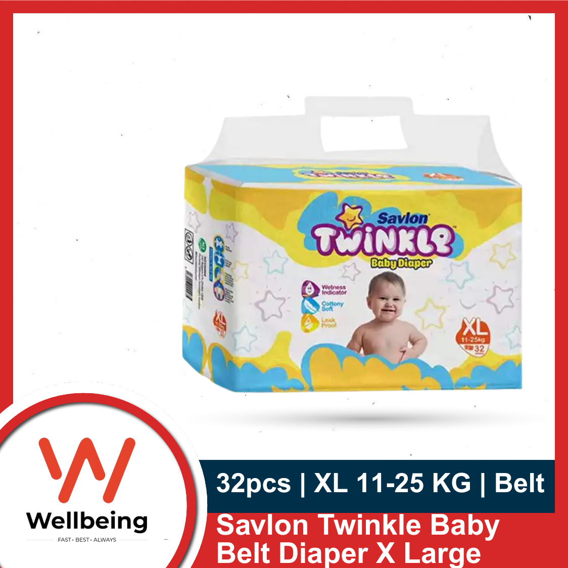 Picture of Savlon Twinkle Baby Belt Diaper Extra Large 11-25 KG 32pcs