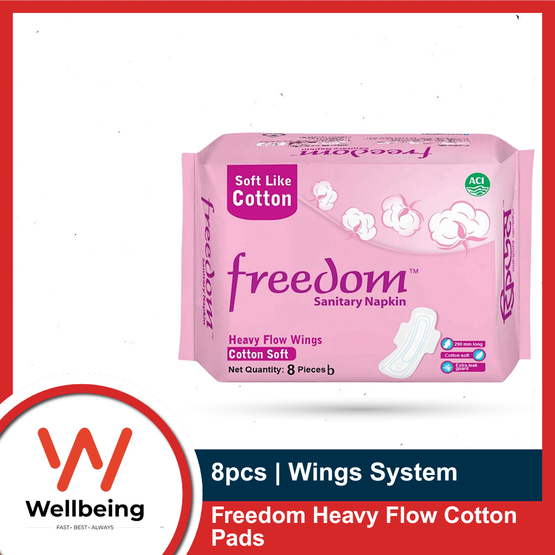 Picture of Freedom Heavy Flow Cotton 8 pads