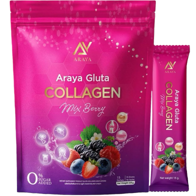 Picture of Araya Gluta Collagen Mixed Berry Juice Powder 15 Sachets