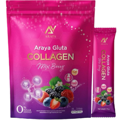 Picture of Araya Gluta Collagen Mixed Berry Juice Powder 15 Sachets