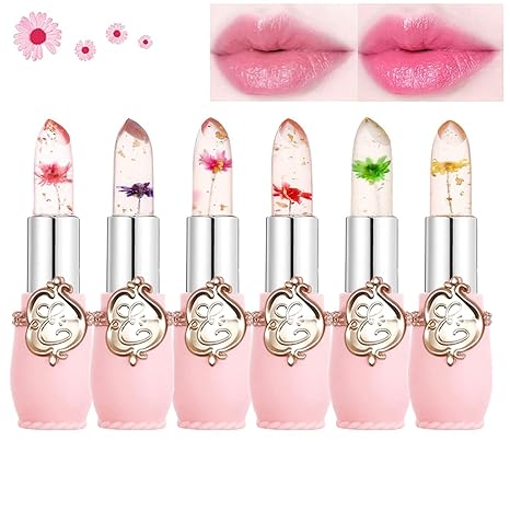 Picture of 1pcs/ 6pcs emaymei Transparent Jelly Change Lipstick Waterproof Crystal Jelly Lipstick with Flower Inside | 3.8gm 6 Shades Available