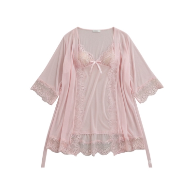 Picture of Ladies Stylish Night Dress Naighty Lace Cardigan 3 Pcs Suit