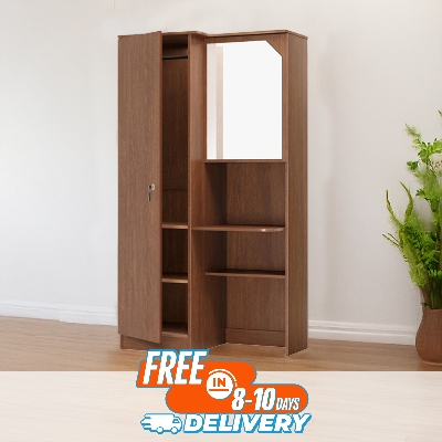 Picture of Furniture Express Modern Single Door Almirah and Two Shelves With Mirror | Book Shelf | Shelves | Mirror by Best Quality Furniture - Minimalistic Sophistication