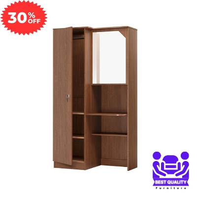 Picture of Furniture Express Modern Single Door Almirah and Two Shelves With Mirror | Book Shelf | Shelves | Mirror by Best Quality Furniture - Minimalistic Sophistication