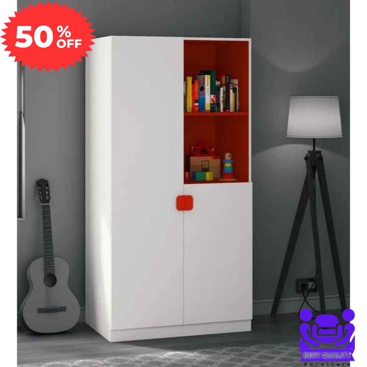 Picture of Furniture Express Unique Design 2 Door Almirah with Open Shelf & Inner Locker Drawer/ Bedroom Furniture Wardrobe/ Cloth Storage Cabinet/ display shelf