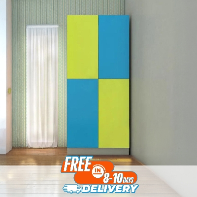 Picture of Furniture Express 4 Door Generic Hudson Storage Organizer Almirah for Living Room & Bedroom | Multipurpose Wardrobe for Kids Clothes Shelf Storage