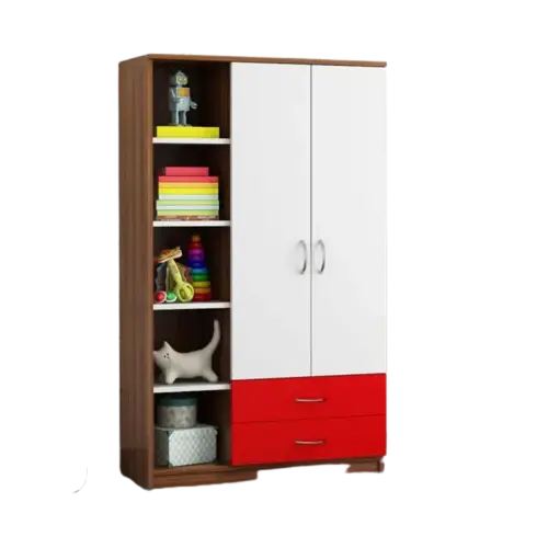 Picture of Furniture Express Quirky Finds - Premium Design Luxury Pull out Almirah with 2 Drawer and 1open Shelf for Book or Display Unit/ Cloth Hanger Storage