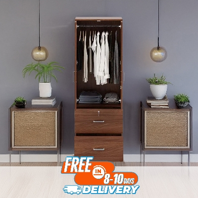 Picture of Furniture Express 2 Part Almirah with coat hanger shelf & 2 Locker Drawer Alamary / Laminated Board Wardrobe2 Door Almira - Best Quality Furniture