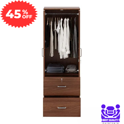 Picture of Furniture Express 2 Part Almirah with coat hanger shelf & 2 Locker Drawer Alamary / Laminated Board Wardrobe2 Door Almira - Best Quality Furniture