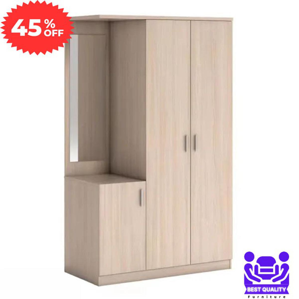 Picture of Furniture Express Modern Design Dresser Almirah with Clothe Storage Shelf & Locker Drawer / Dreeing Mirror Almari /Melamine Board Cloth Storage Wardrobe