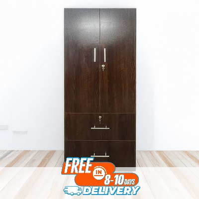 Picture of Furniture Express 2 Part Almirah with coat hanger shelf & 2 Locker Drawer Alamary / Laminated Board Wardrobe2 Door Almira - Best Quality Furniture