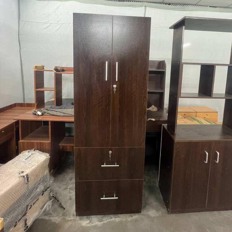 Picture of Furniture Express 2 Part Almirah with coat hanger shelf & 2 Locker Drawer Alamary / Laminated Board Wardrobe2 Door Almira - Best Quality Furniture