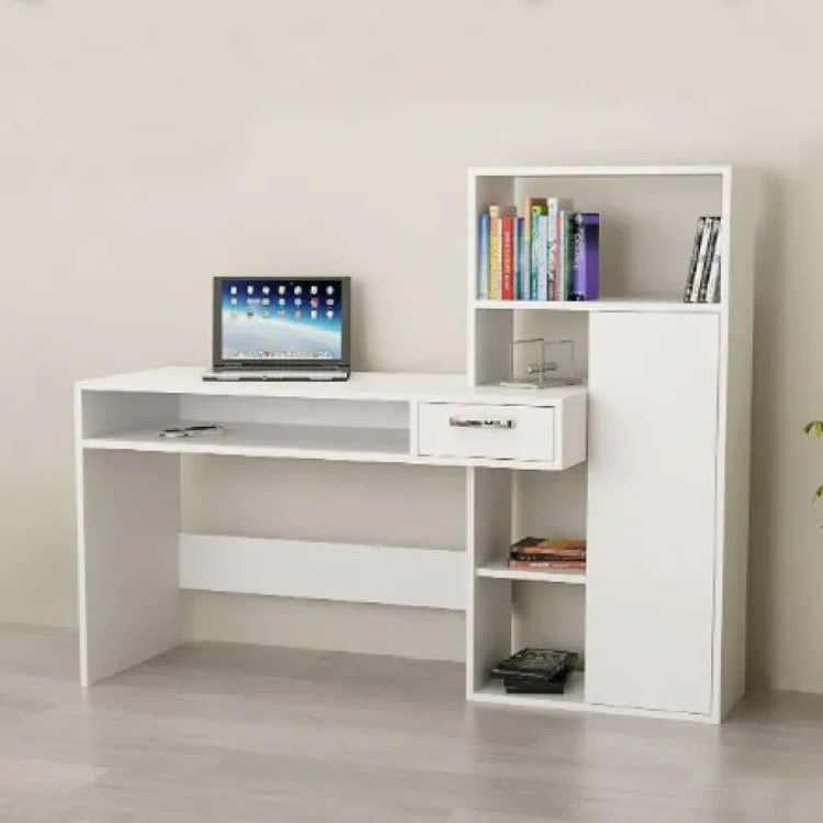 Picture of Furniture Express Home Office Computer Table Study Table | Laptop Desk With Shelves (White Color Finish) - Study Table