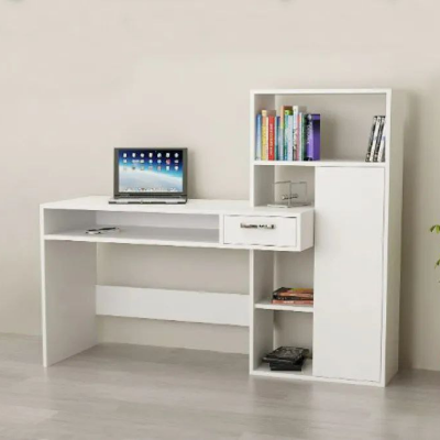 Picture of Furniture Express Home Office Computer Table Study Table | Laptop Desk With Shelves (White Color Finish) - Study Table