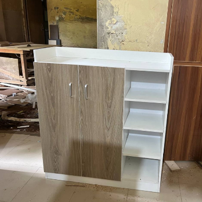 Picture of Furniture Express Best Quality Furniture Shoe Rack with Cover Shoe Shelf Laminated Board (Finish Color - Albino and White) - Minimalistic Sophistication M