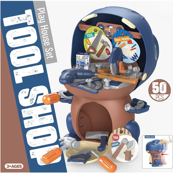 Dinosaur Carpenter Tool Bag — 50-Piece Kids Pretend Tool Set &amp; Carry Case (Ages 3–6). Baby World Bangladeshonline shop bangladeshothoba.com