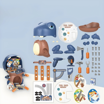 Dinosaur Carpenter Tool Bag — 50-Piece Kids Pretend Tool Set &amp; Carry Case (Ages 3–6). Baby World Bangladeshonline shop bangladeshothoba.com