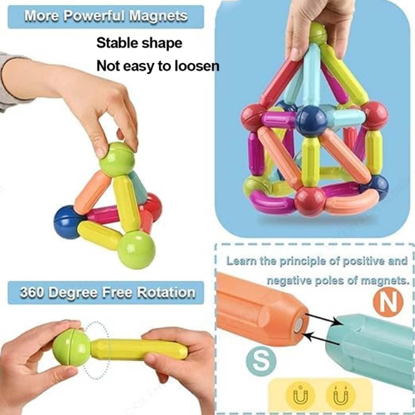 Magnetic Rods &amp; Steel Balls Building Set | STEM Construction Toy (Ages 6+) Baby World Bangladeshonline shop bangladeshothoba.com