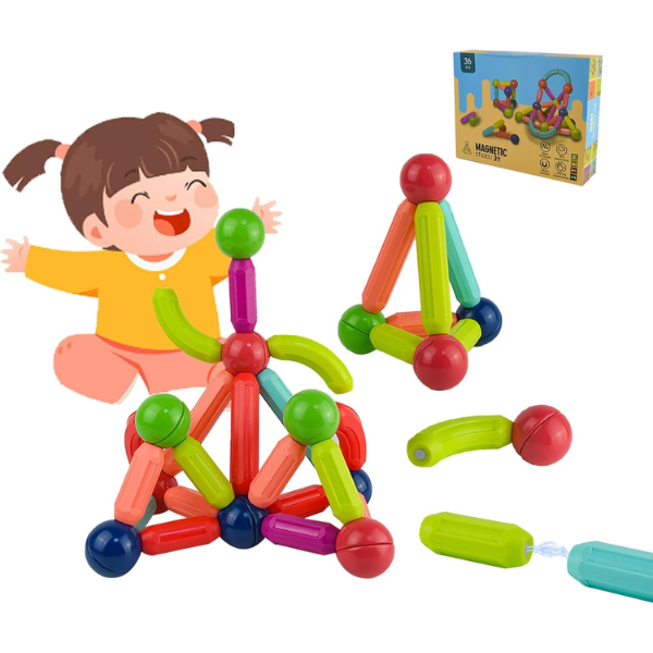Magnetic Rods &amp; Steel Balls Building Set | STEM Construction Toy (Ages 6+) Baby World Bangladeshonline shop bangladeshothoba.com