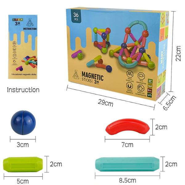 Magnetic Rods &amp; Steel Balls Building Set | STEM Construction Toy (Ages 6+) Baby World Bangladeshonline shop bangladeshothoba.com