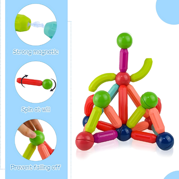 Magnetic Rods &amp; Steel Balls Building Set | STEM Construction Toy (Ages 6+) Baby World Bangladeshonline shop bangladeshothoba.com
