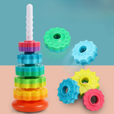 Spinny Stacker Rainbow Spin Tower — Montessori Sensory Stacking Toy (1-3 years). Baby World Bangladeshonline shop bangladeshothoba.com