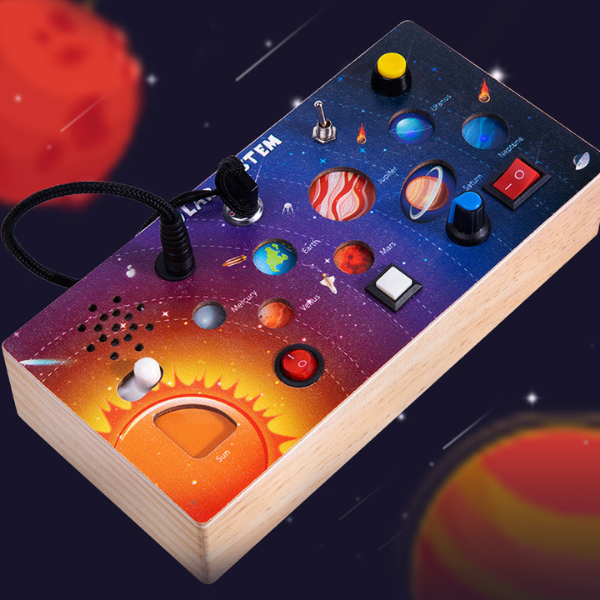 Solar System LED Montessori Busy Board — Wooden Sensory Switch Panel (Ages 2–5). Baby World Bangladeshonline shop bangladeshothoba.com