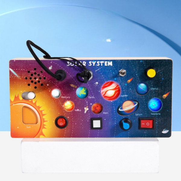Solar System LED Montessori Busy Board — Wooden Sensory Switch Panel (Ages 2–5). Baby World Bangladeshonline shop bangladeshothoba.com