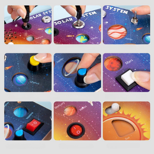 Solar System LED Montessori Busy Board — Wooden Sensory Switch Panel (Ages 2–5). Baby World Bangladeshonline shop bangladeshothoba.com