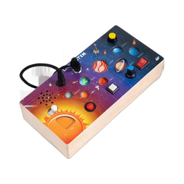 Solar System LED Montessori Busy Board — Wooden Sensory Switch Panel (Ages 2–5). Baby World Bangladeshonline shop bangladeshothoba.com