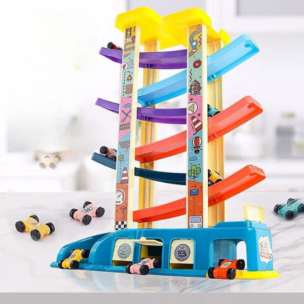 Wooden Ramp Racer Tower — Car Gliding Track Toy for Toddlers (Ages 1–4) Baby World Bangladeshonline shop bangladeshothoba.com