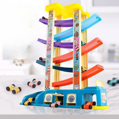 Wooden Ramp Racer Tower — Car Gliding Track Toy for Toddlers (Ages 1–4) Baby World Bangladeshonline shop bangladeshothoba.com