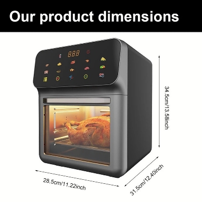 Picture of Hoffmans Glass Window View 12Ltr Professional 10-in-1 Multifunctional Digital Air Fryer With Smart LCD Touch Control HM-786 
