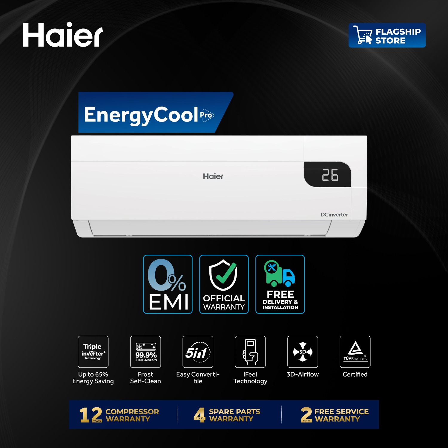 Picture of Haier 1 Ton 12000BTU Energy Cool Inverter AC (HSU-12EnergyCool) (Best Price)