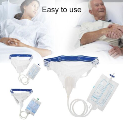 Picture of Urinal for Men, Urine Collect Bag, Reusable Silicone Urine Collector Portable Wearable Male Urinary Drainage Bag System for Adults