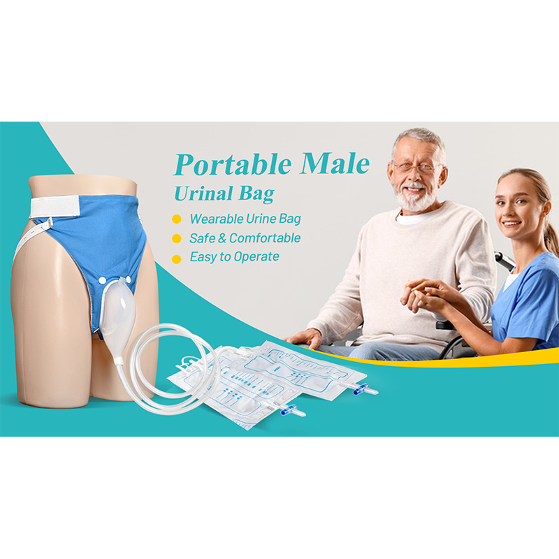 Picture of Urinal for Men, Urine Collect Bag, Reusable Silicone Urine Collector Portable Wearable Male Urinary Drainage Bag System for Adults