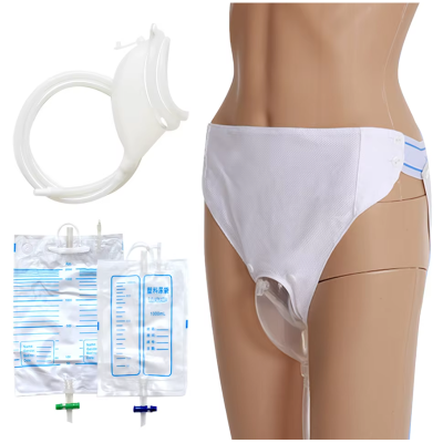 Picture of Silicone urine collector reusable portable urinal collection pants for home care with 2 bags of catheter