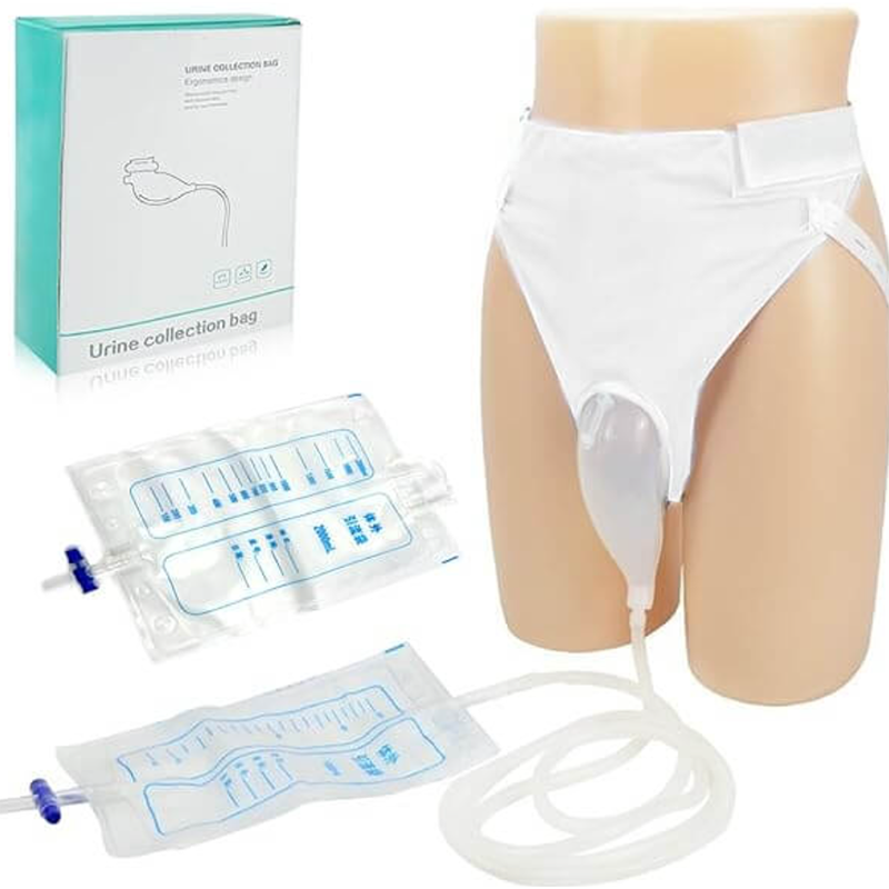 Picture of Silicone urine collector reusable portable urinal collection pants for home care with 2 bags of catheter