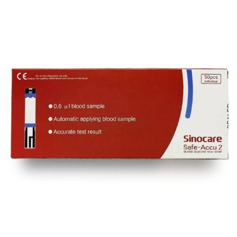 Picture of Blood Glucose Safe Accu 2 (Sinocare) Test Strips For Individual Pieces 50's