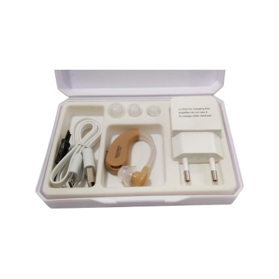Picture of Rionet Mini Rechargeable BTE Hearing Aid Volume Control EU Plug (Beige)