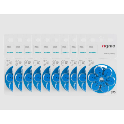 Picture of 60 cells x Siemens Signia 675 Size Hearing aid batteries 1 box