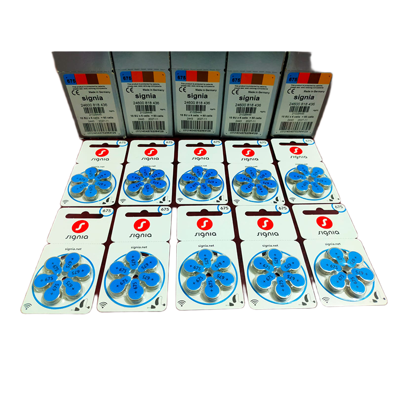 Picture of 60 cells x Siemens Signia 675 Size Hearing aid batteries 1 box