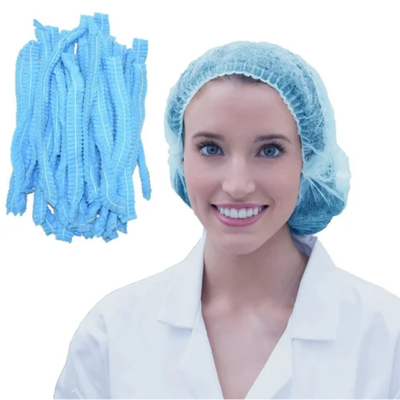 Picture of 100 Pcs Pack Disposable Surgical Head Cap, Mob Caps,Hair Net Cap,elastic Free Size,for Cosmetics, Beauty, Kitchen, Cooking, Home Industries, Hospital (Blue)