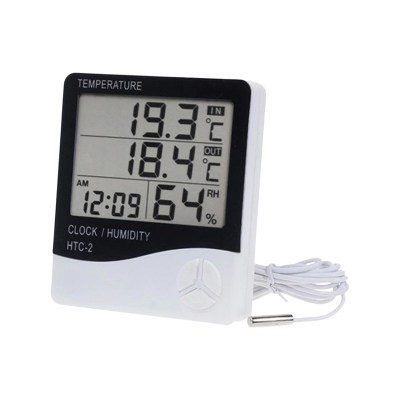 Picture of HTC 2 Digital LCD Temperature Meter Humidity Thermometer Hygrometer Home Weather Station Indoor Outdoor Probe Sensor with Alarm Clock HTC-2