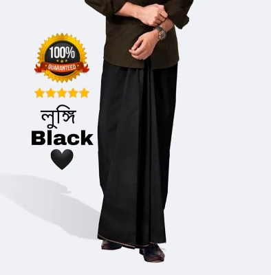 Picture of Cotton Fabrics best quality 5hand lungi white /black from smart men